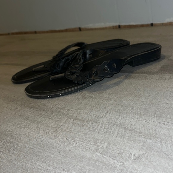 Black Leather Braided Sandals - Picture 2 of 2
